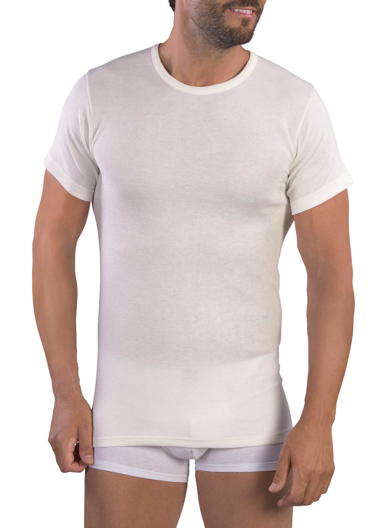 Maglia Intima Uomo Lana e Cotone Girocollo Mezza Manica Maglia Intima Uomo Lana e Cotone Girocollo Mezza Manica